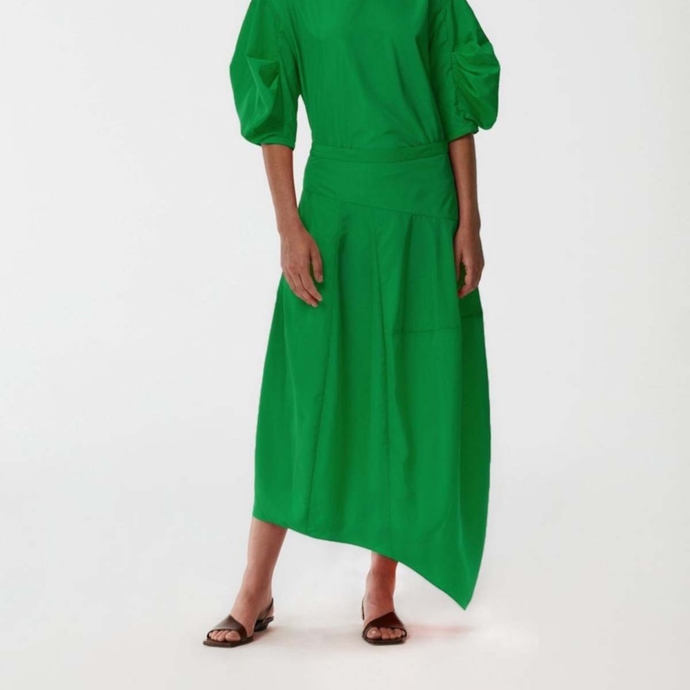 Tibi jadeite green italian sporty nylon balloon skirt size 4 regular length